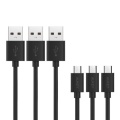 AUKEY CB-D10 Black zestaw 3 szt. szybkich kabli Quick Charge micro USB-USB | 3x1.2m | 5A | 480 Mbps